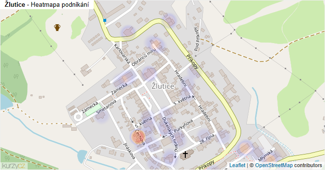 Žlutice - mapa podnikání