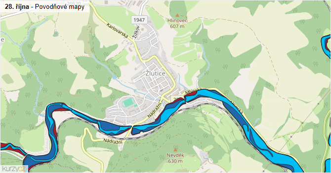 28. října - záplavové mapy stoleté vody