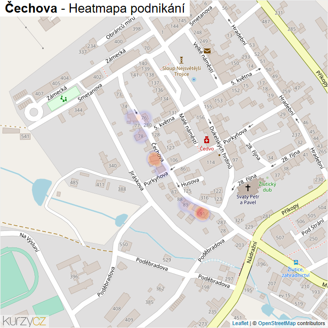 Mapa Čechova - Firmy v ulici.