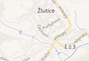 Husova v obci Žlutice - mapa ulice