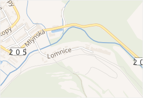 Lomnice v obci Žlutice - mapa ulice