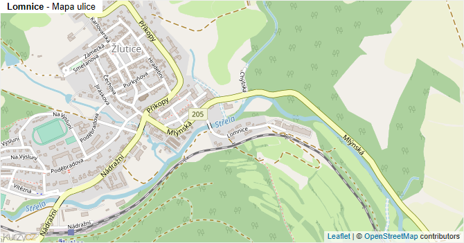 Lomnice - mapa ulice