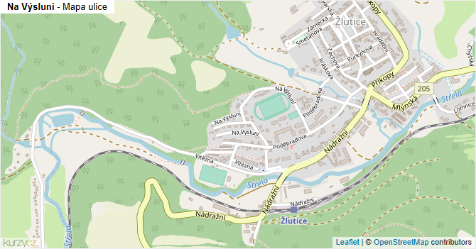 Na Výsluní - mapa ulice