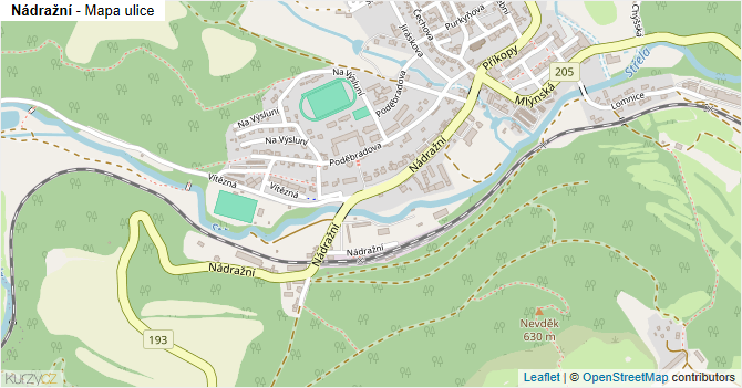 Nádražní - mapa ulice