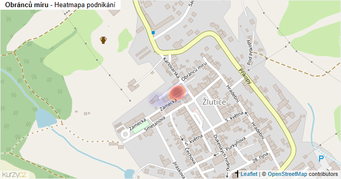 Obránců míru - mapa podnikání