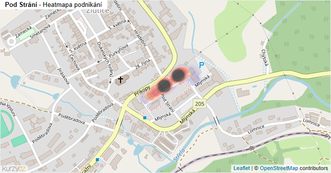 Pod Strání - mapa podnikání