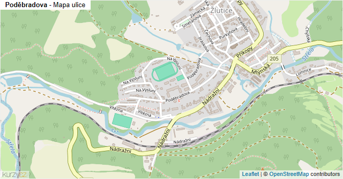 Poděbradova - mapa ulice