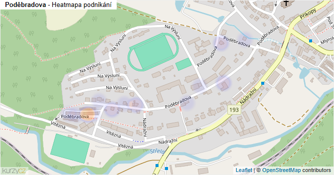 Poděbradova - mapa podnikání