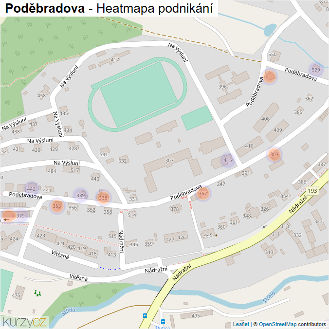 Mapa Poděbradova - Firmy v ulici.