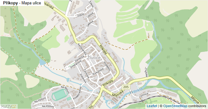 Příkopy - mapa ulice