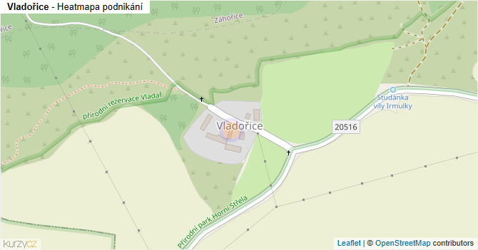 Vladořice - mapa podnikání