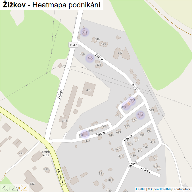 Mapa Žižkov - Firmy v ulici.