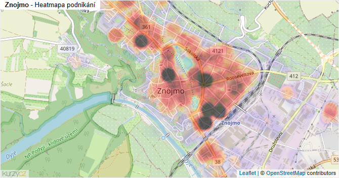 Znojmo - mapa podnikání