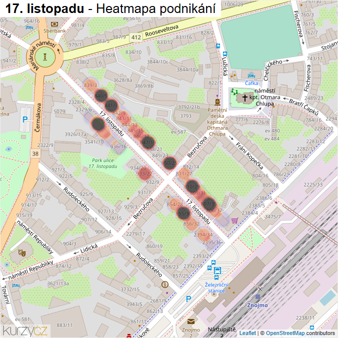 Mapa 17. listopadu - Firmy v ulici.