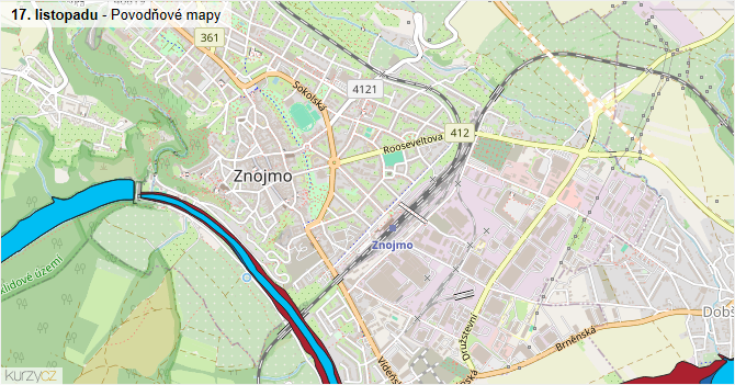 17. listopadu - záplavové mapy stoleté vody