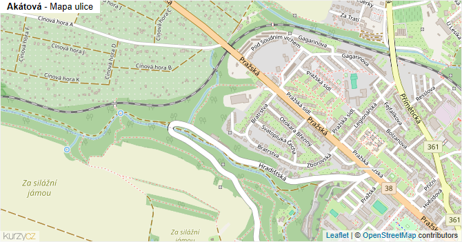 Akátová - mapa ulice