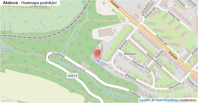 Akátová - mapa podnikání