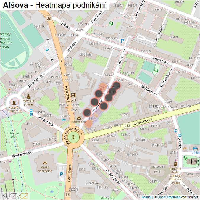 Mapa Alšova - Firmy v ulici.