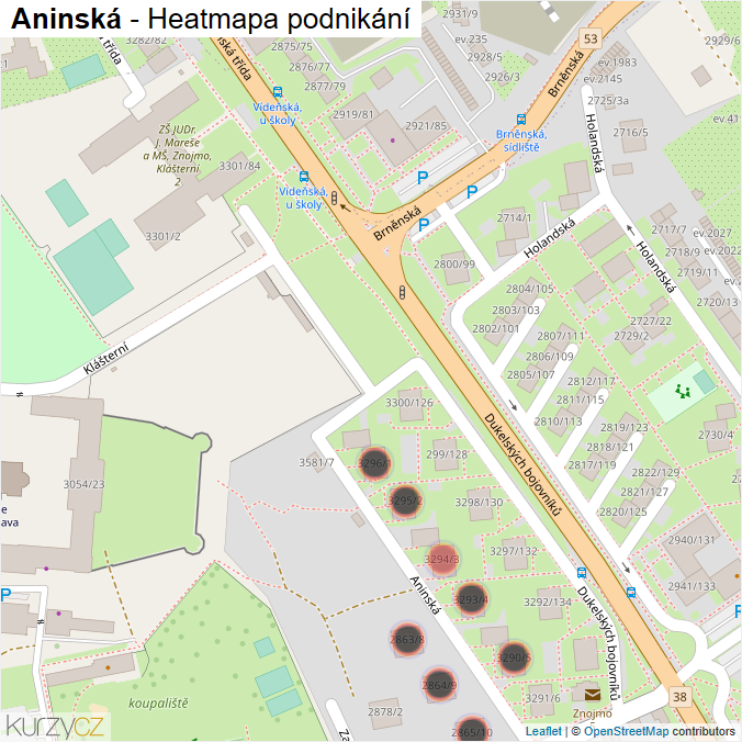 Mapa Aninská - Firmy v ulici.