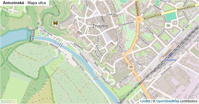 Antonínská - mapa ulice
