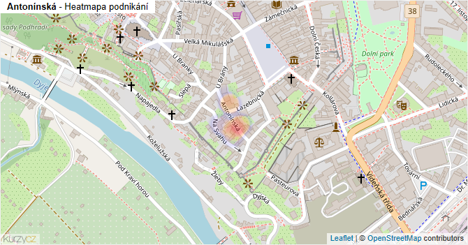 Antonínská - mapa podnikání