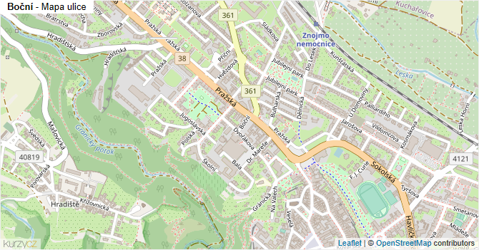 Boční - mapa ulice