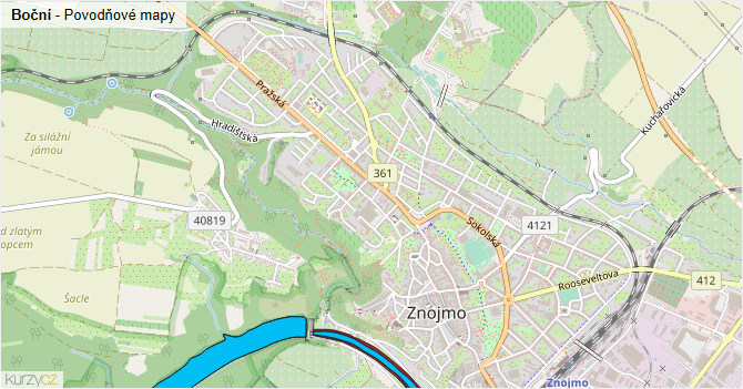 Boční - záplavové mapy stoleté vody
