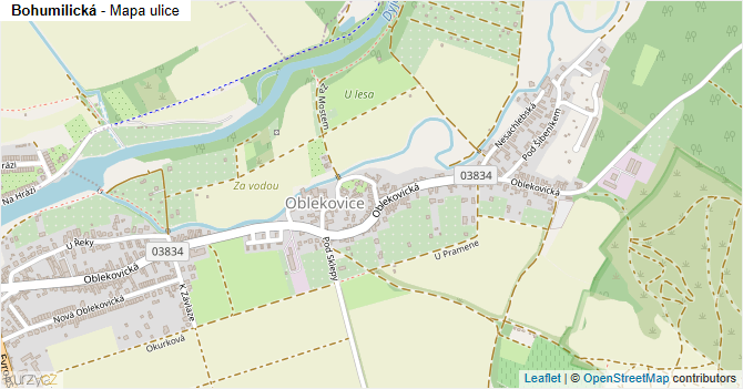 Bohumilická - mapa ulice