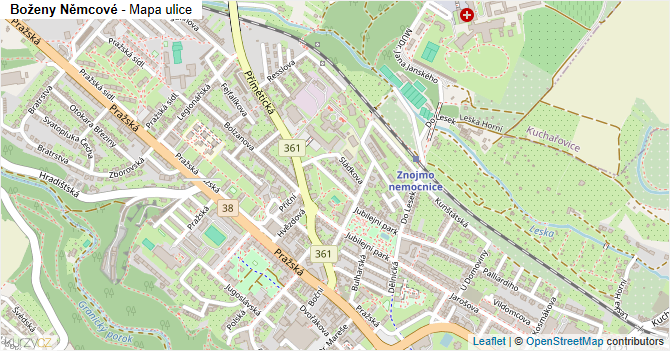 Boženy Němcové - mapa ulice