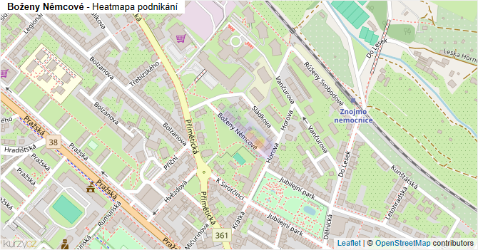 Boženy Němcové - mapa podnikání