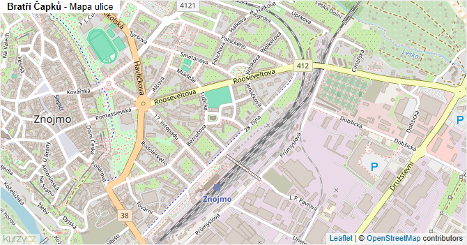 Bratří Čapků - mapa ulice