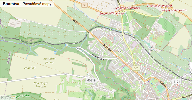 Bratrstva - záplavové mapy stoleté vody