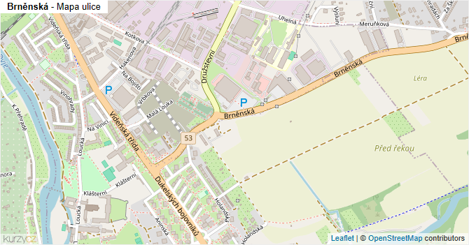 Brněnská - mapa ulice