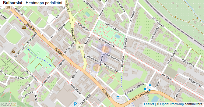 Bulharská - mapa podnikání