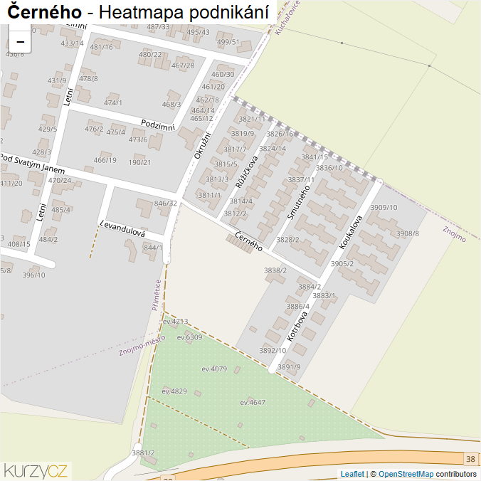 Mapa Černého - Firmy v ulici.
