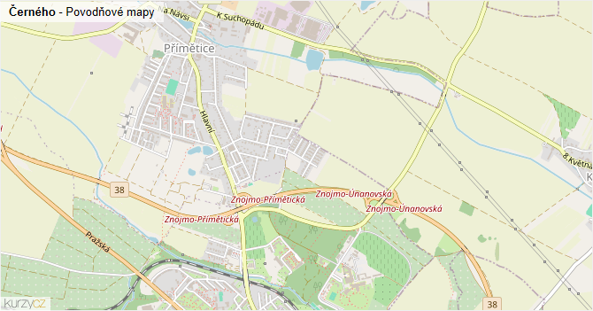 Černého - záplavové mapy stoleté vody
