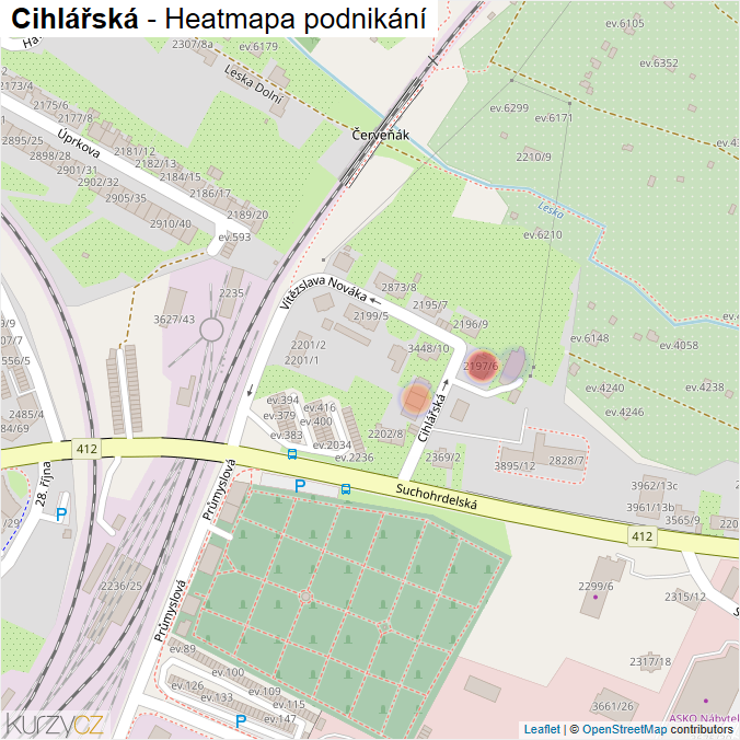 Mapa Cihlářská - Firmy v ulici.