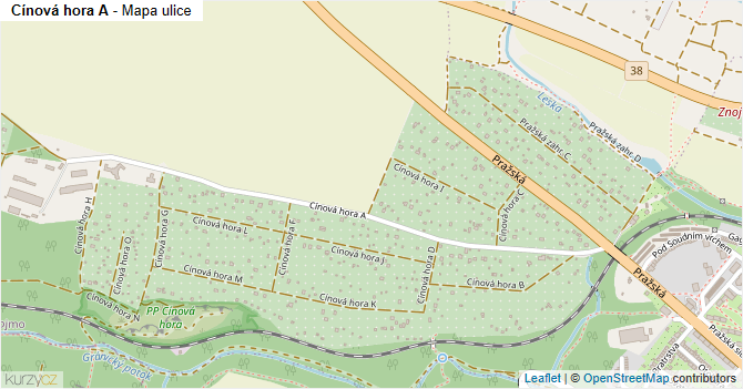 Cínová hora A - mapa ulice