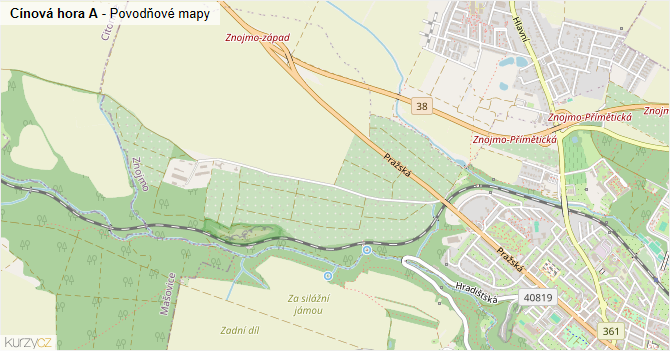 Cínová hora A - záplavové mapy stoleté vody