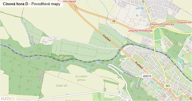Cínová hora D - záplavové mapy stoleté vody