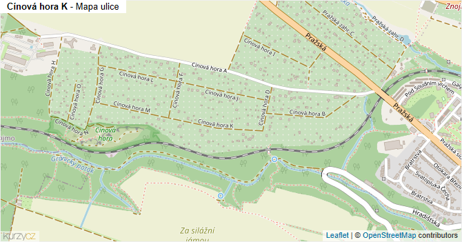 Cínová hora K - mapa ulice