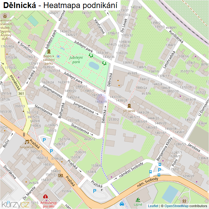 Mapa Dělnická - Firmy v ulici.