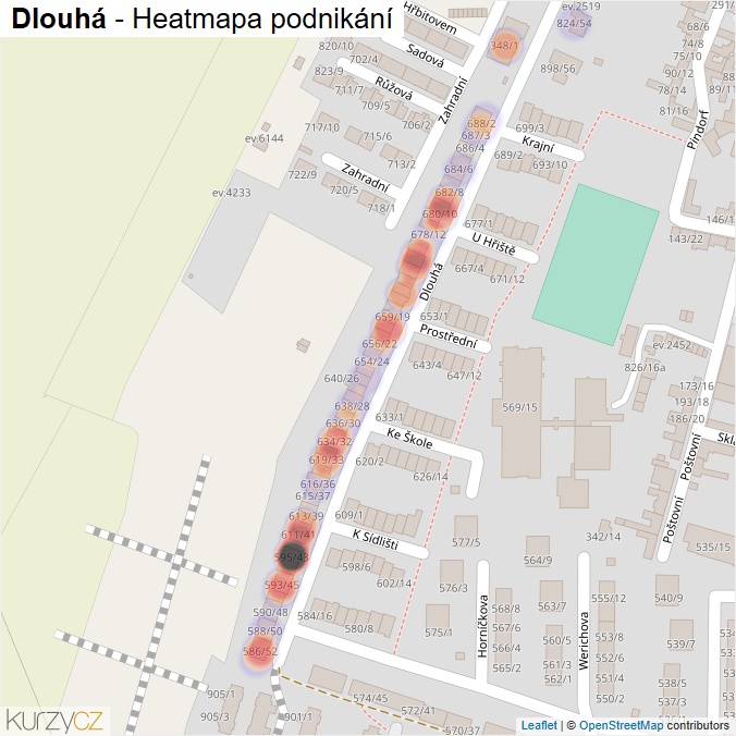 Mapa Dlouhá - Firmy v ulici.
