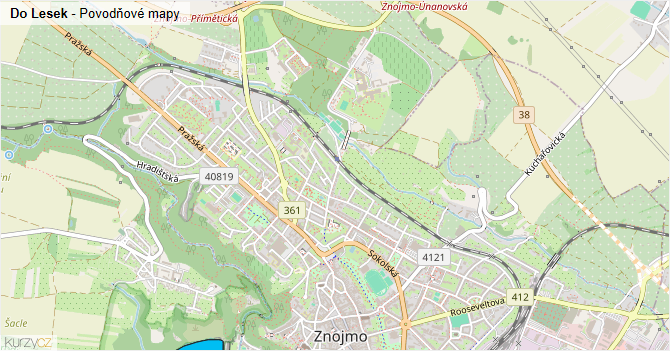 Do Lesek - záplavové mapy stoleté vody