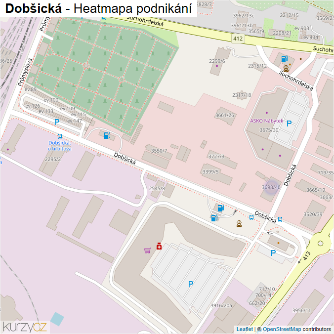 Mapa Dobšická - Firmy v ulici.