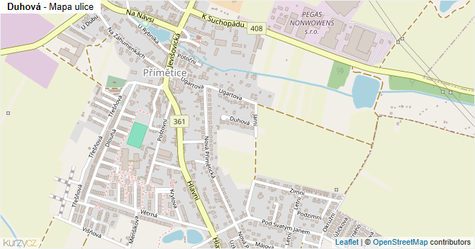 Duhová - mapa ulice