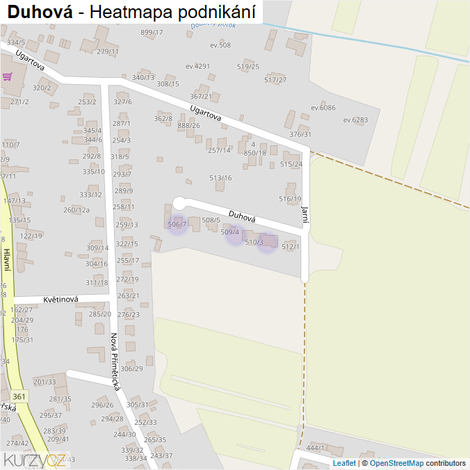 Mapa Duhová - Firmy v ulici.