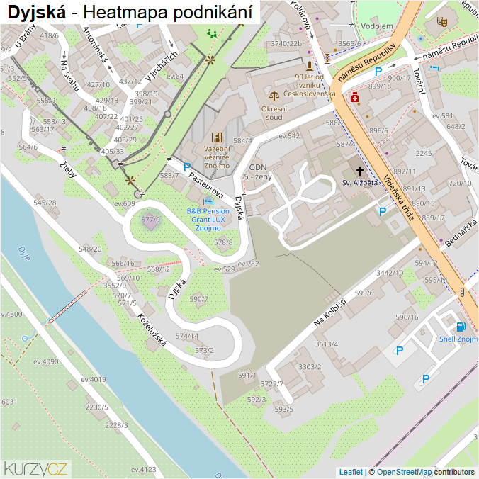 Mapa Dyjská - Firmy v ulici.