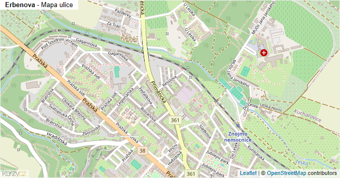 Erbenova - mapa ulice