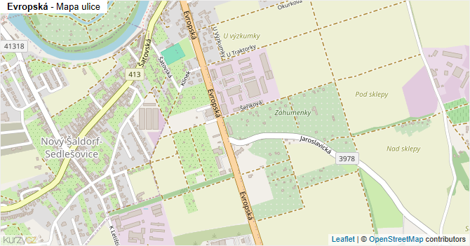 Evropská - mapa ulice